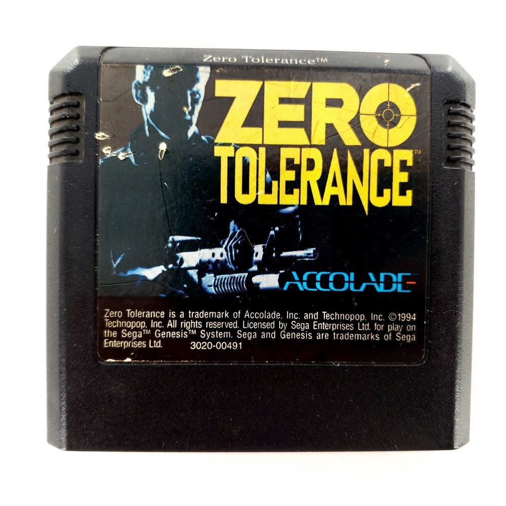 Zero Tolerance (Sega Genesis, 1994) Authentic Scratched Label Cart Only Tested